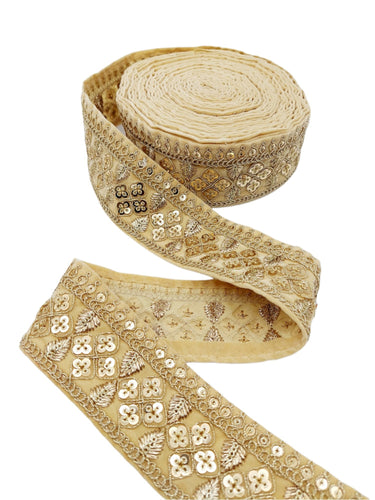 Velvet Fabric Sari Border Trim With Gold Sequins Embroidery, Trim By 9 Yards, Decorative Trimming